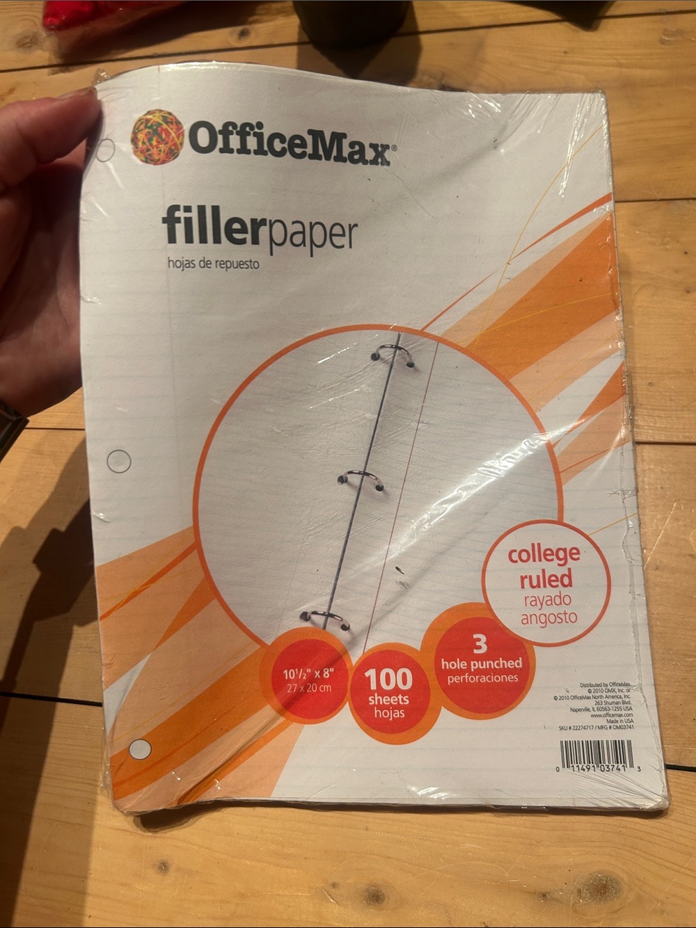 2010 New old stock Office Max College Ruled Filler Paper - White-2pack
